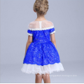 vêtements pour enfants bleu foncé robe de soirée en dentelle robe blanche et bleue robes duveteuses en dentelle robes de western en gros